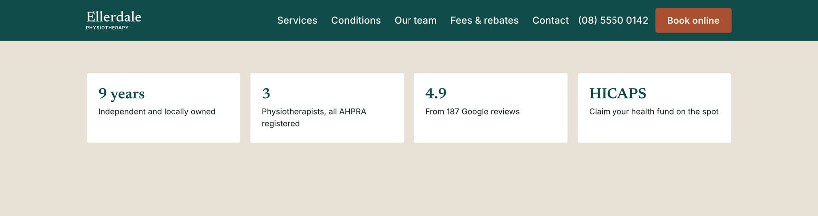 Screenshot of a section of the Clinic demo site.