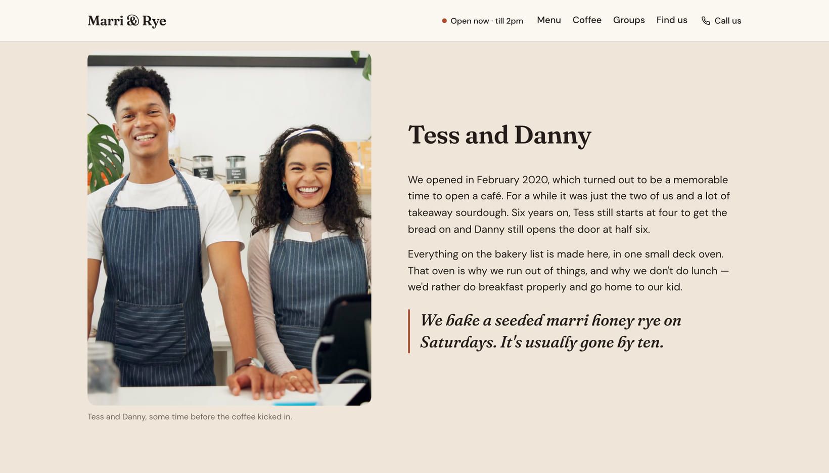 Screenshot of the “Tess and Danny” section of the Counter demo site.