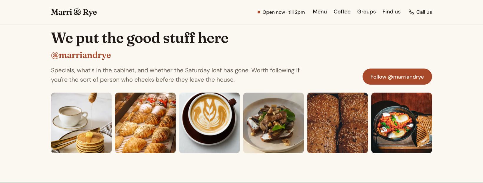 Screenshot of the “We put the good stuff here” section of the Counter demo site.