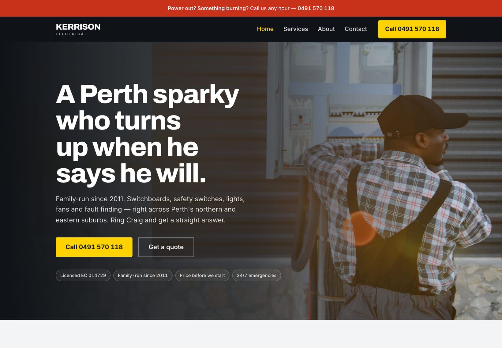 Screenshot of the top of the Ute demo site, on a desktop screen.