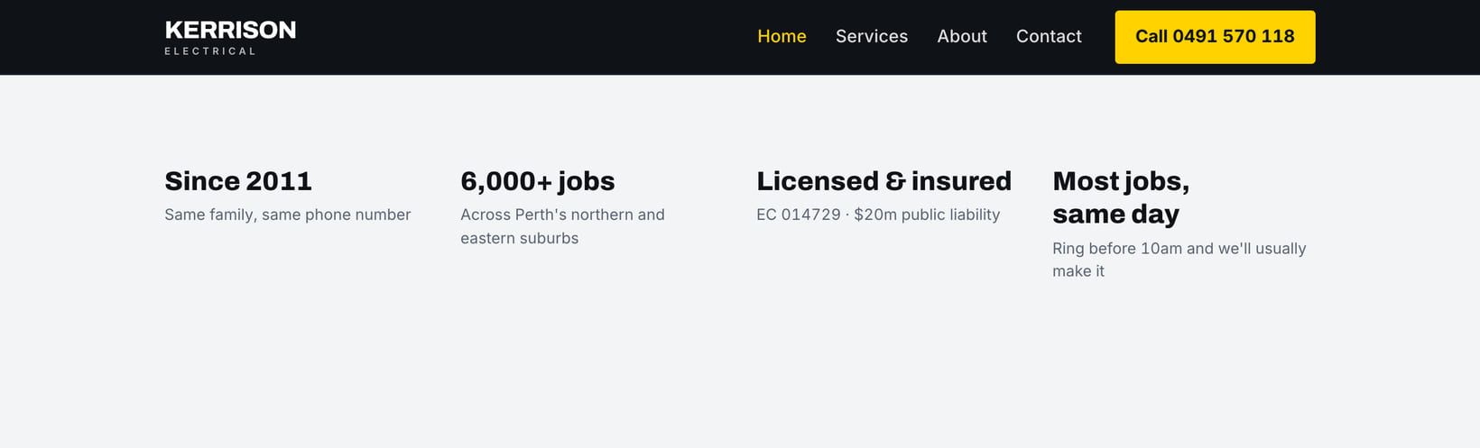 Screenshot of a section of the Ute demo site.
