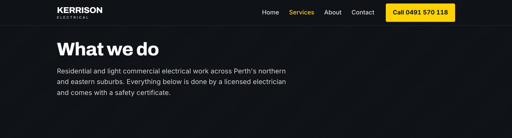 Screenshot of the “What we do” section of the Ute demo site.