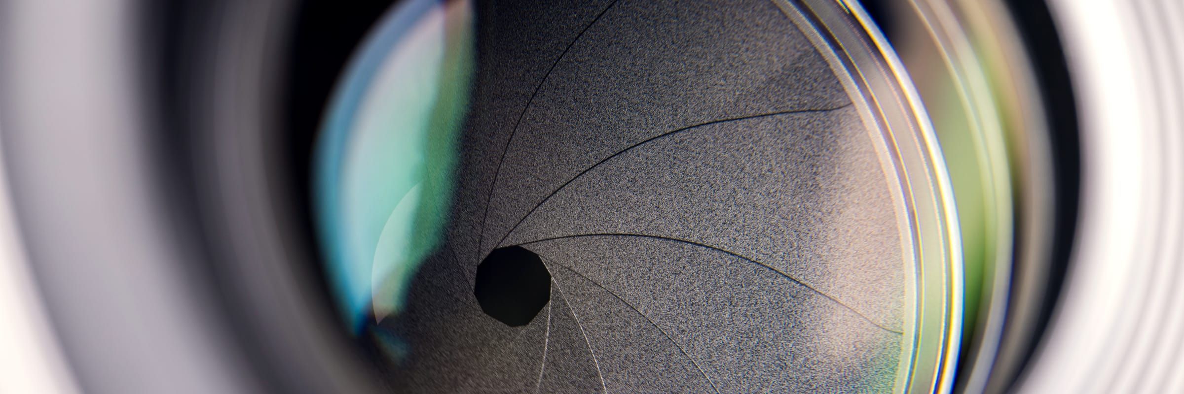 The aperture blades inside a camera lens, seen from the front